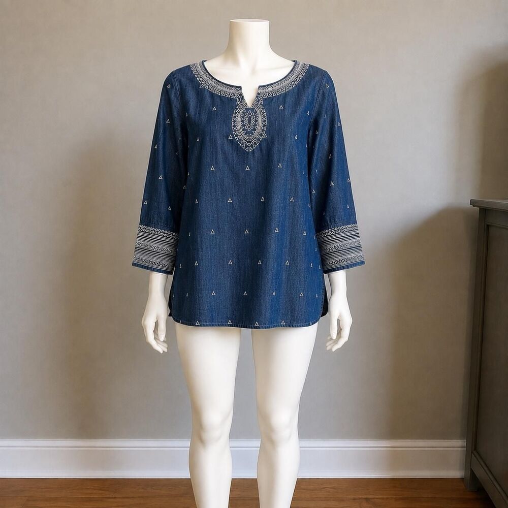 Nic-zoe Women's Blue and Navy Blouse